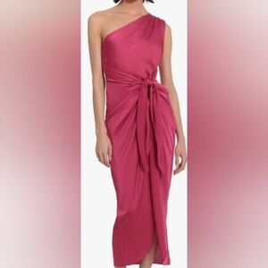 Donna Morgan Draped Skirt One-Shoulder Dress C6